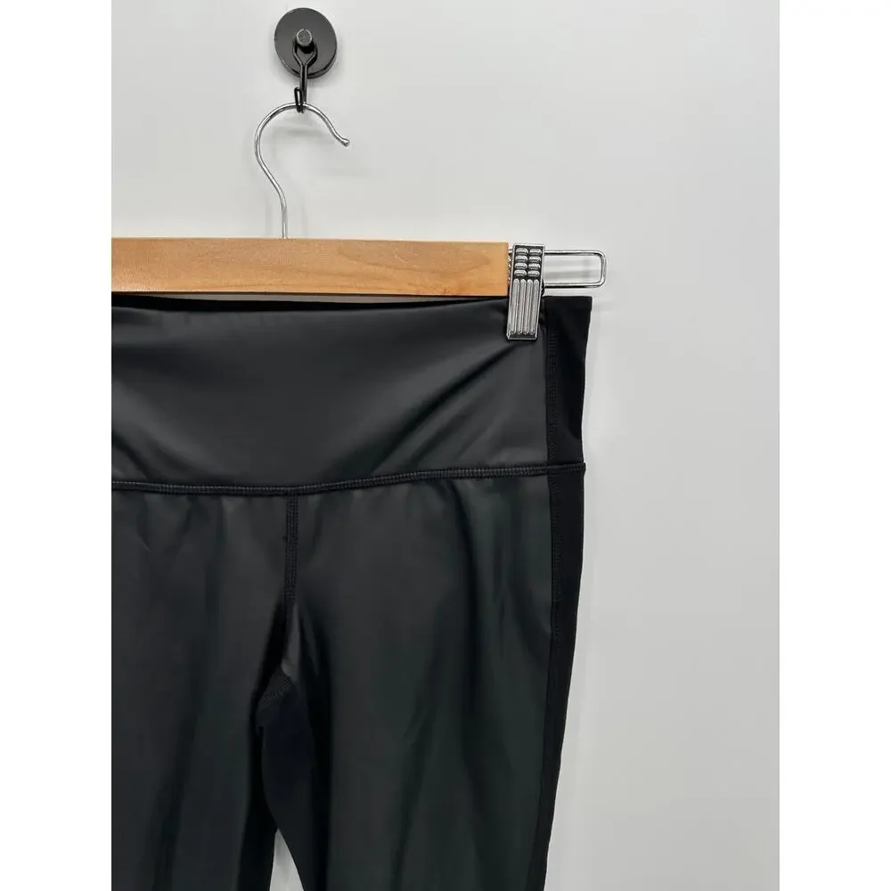 Athleta Womens‎ High Rise Gleam Tight Leggings Sz XS Black Faux Leather Ankle